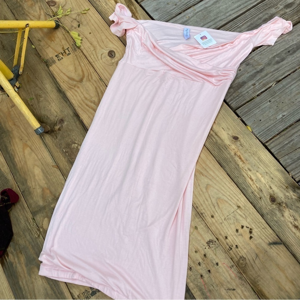 SEXY Mama Maternity Dress Pink Off the Shoulder Shower Party Photo 18/20 XXL 2x - Picture 5 of 8